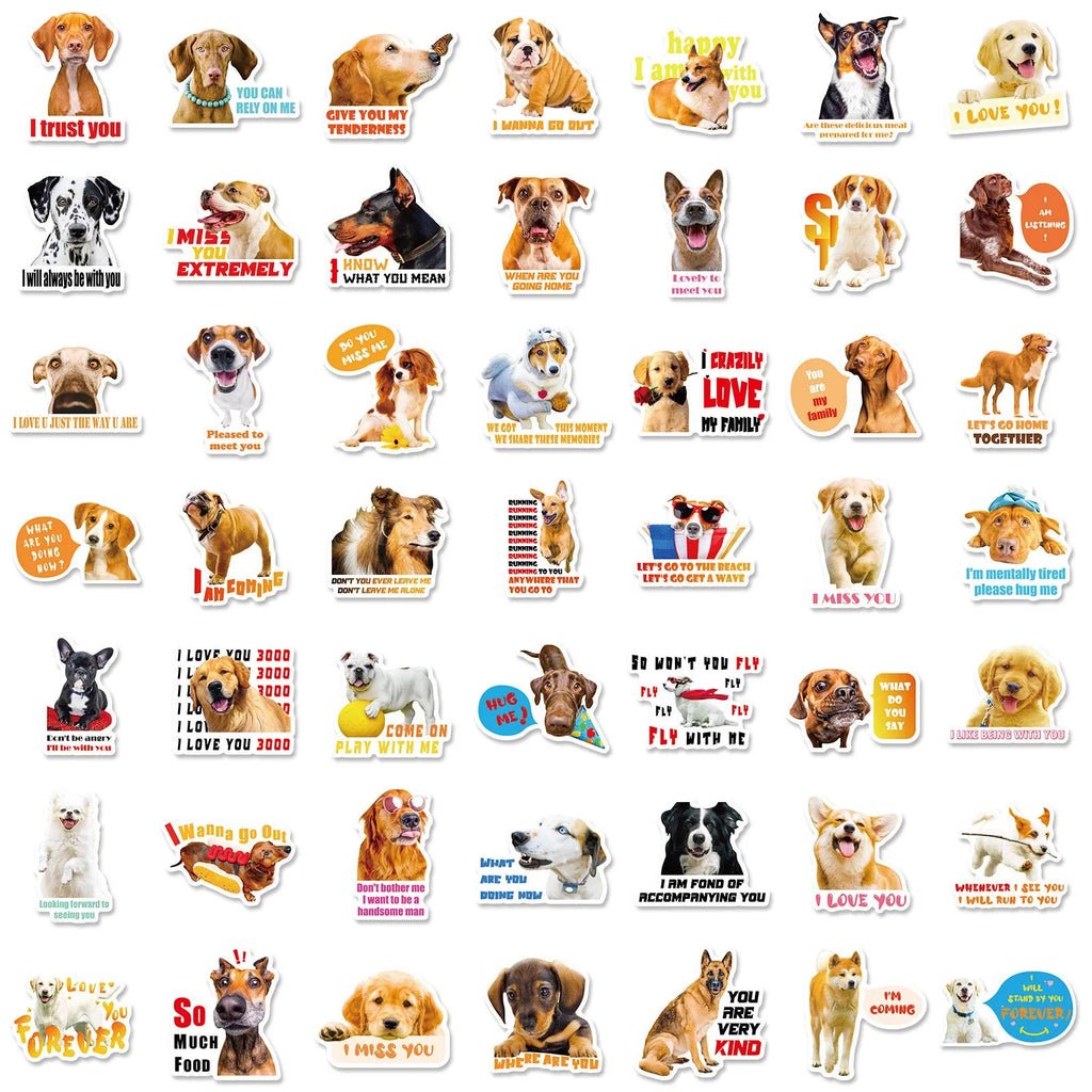 Realistic dog facial expression sticker pack with 100 sheets and Nordic style canine designs