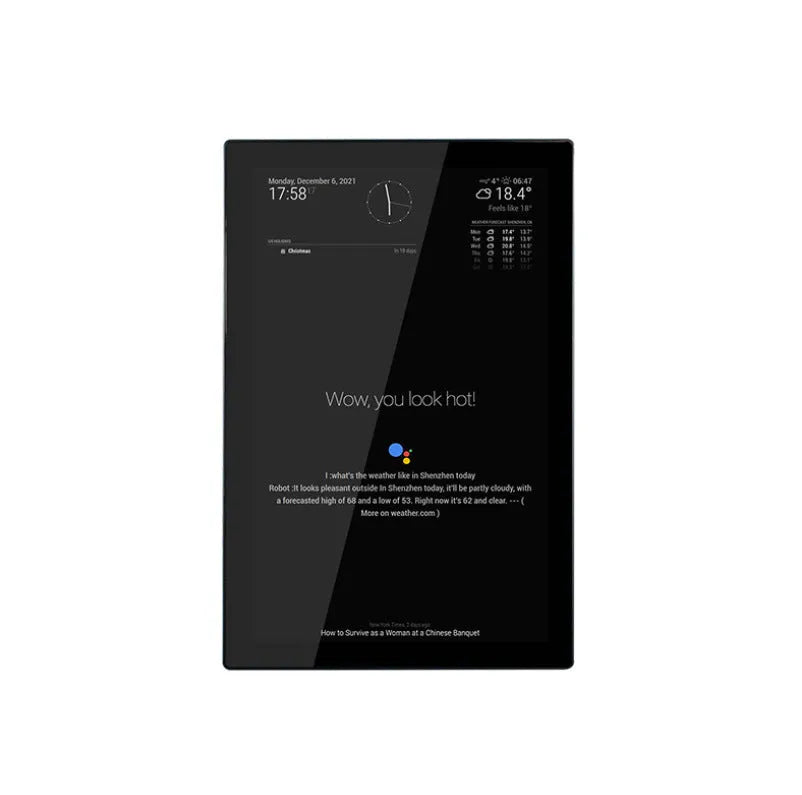 13.3-inch integrated touchscreen display unit with Raspberry Pi CM4 computer for voice assistant applications.