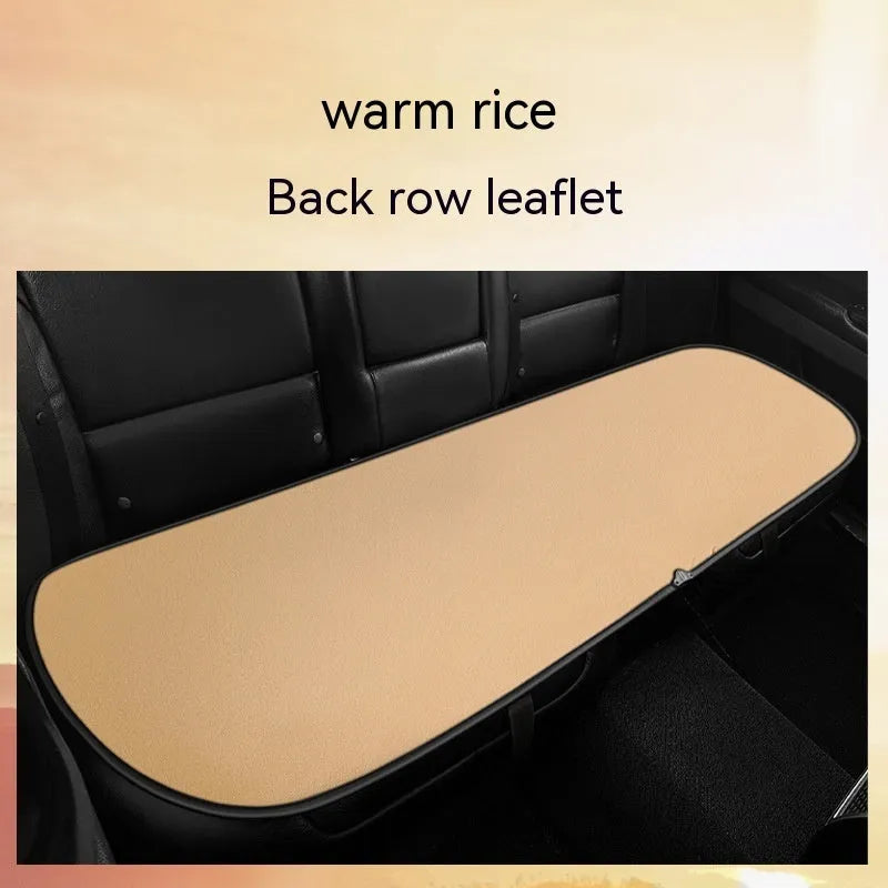 Automotive heating cushion on car seat in beige colour with cotton filler for winter comfort