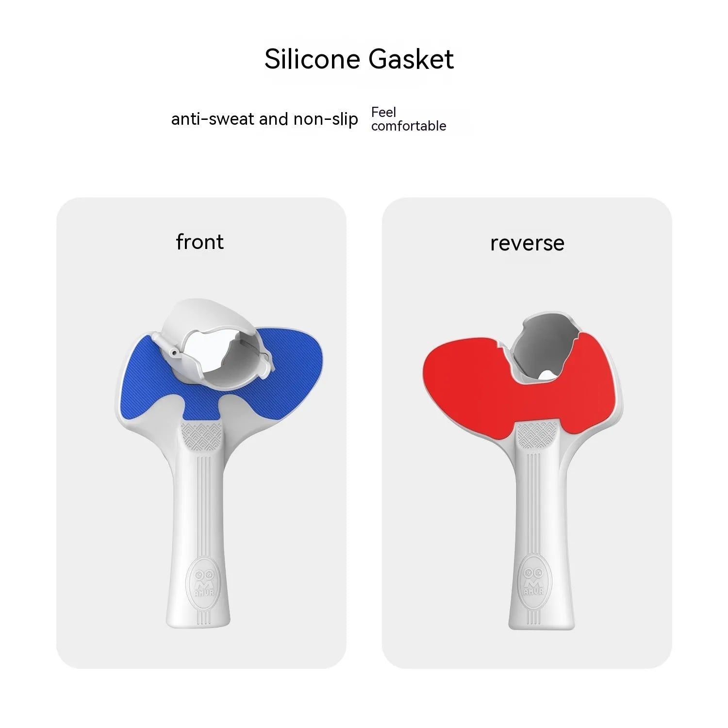 Red and blue plastic silicone table tennis racket hand grip accessory for Pico 4 VR controllers