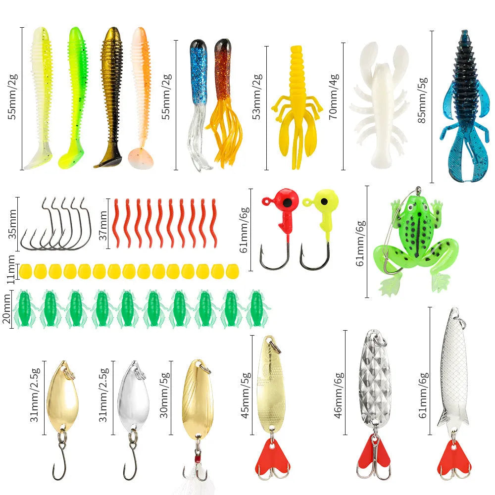 24-piece Mino Bog fishing blind box set with metal tackle components in Christmas packaging