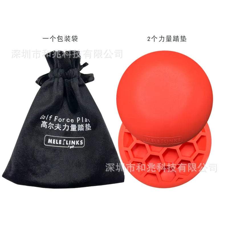 Orange natural rubber golf strength training mat with weighted centre section for swing practice