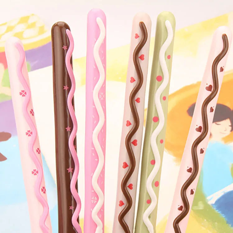 Plastic realistic biscuit chocolate bar design erasable gel pen with black ink 0.38mm fine tip