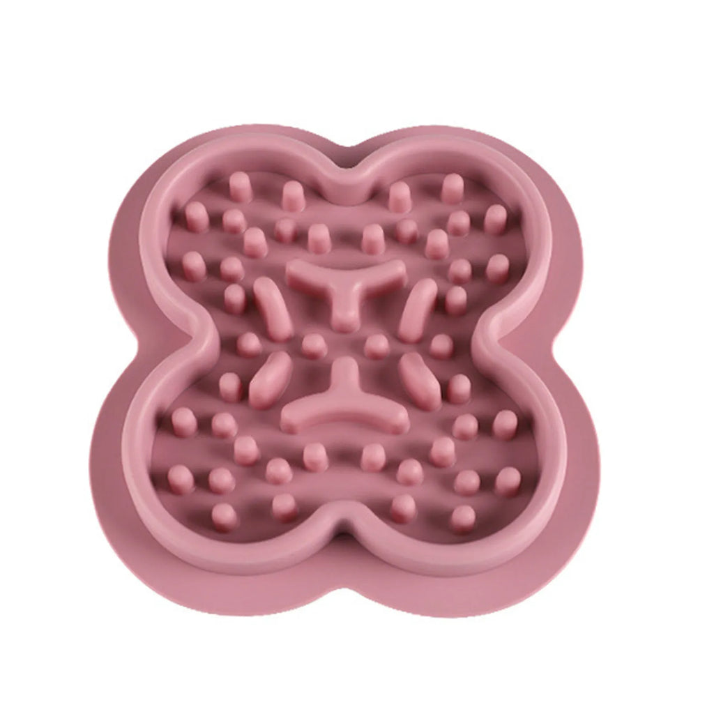 Silicone pet licking mat for dogs and cats with textured slow feeder surface and non-slip base