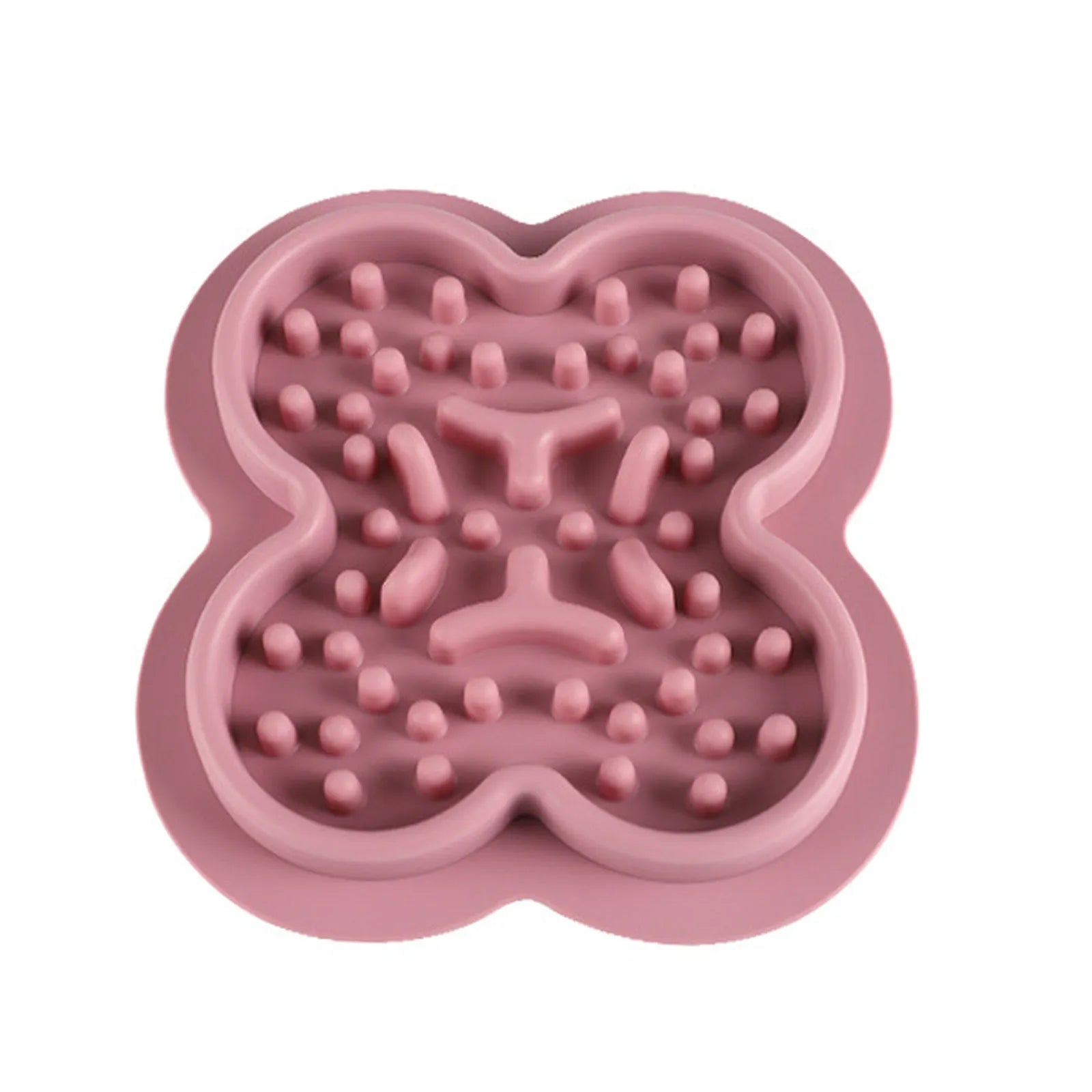Silicone pet licking mat for dogs and cats with textured slow feeder surface and non-slip base