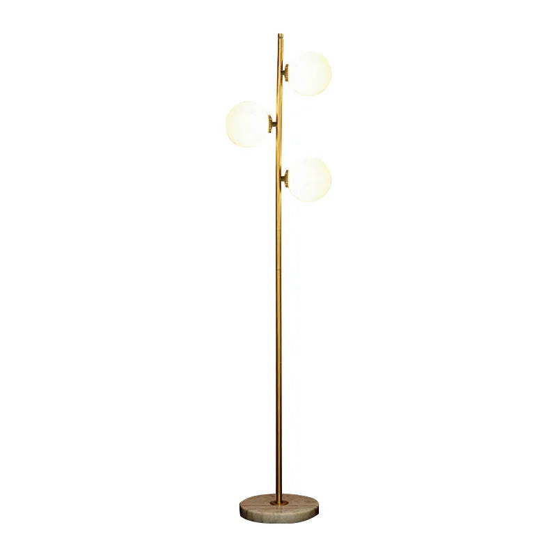 Gold aluminium and glass minimalist floor lamp warm LED light vertical design