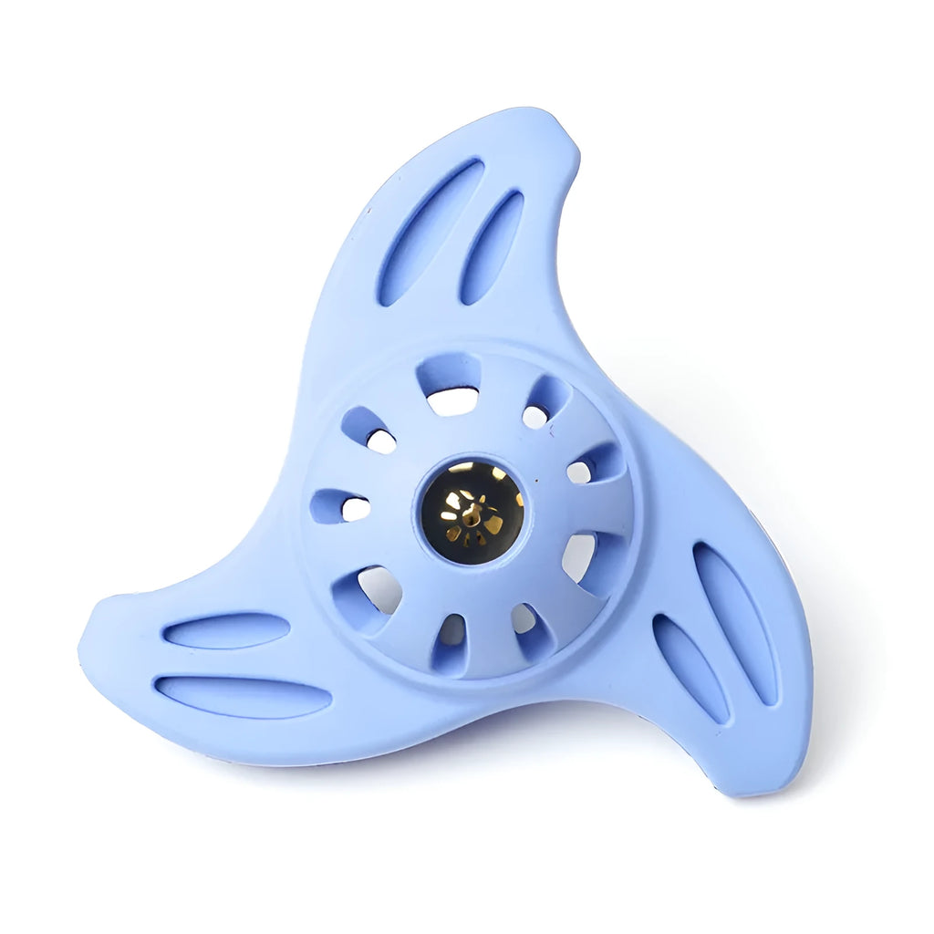 Blue boomerang-shaped bite-resistant dog chew toy for medium and large breeds