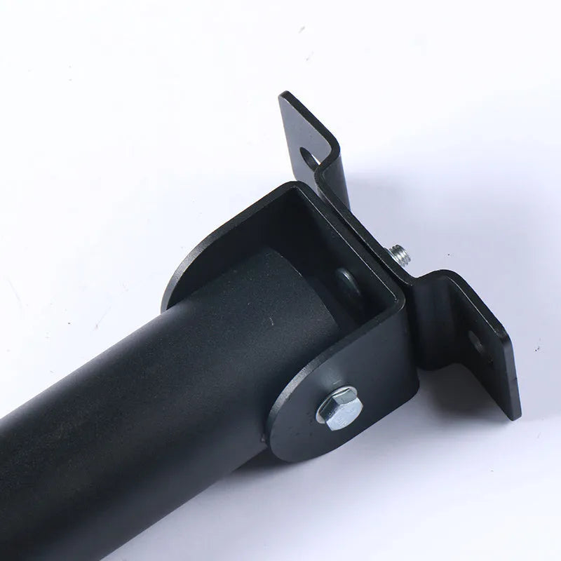 Steel wall barbell rack holding multiple bars, showing 25 tube capacity.