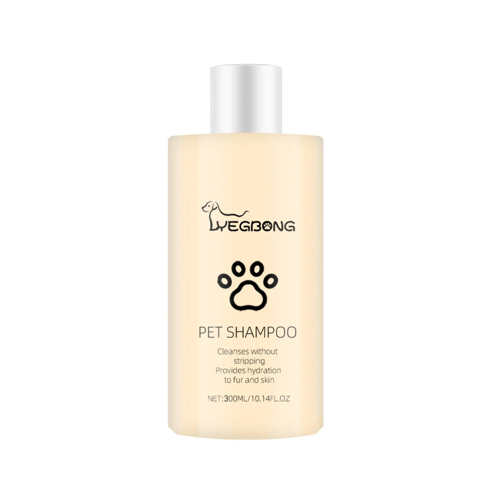 Pet shampoo bottle for dogs and cats in 100ml and 300ml sizes for mild cleansing