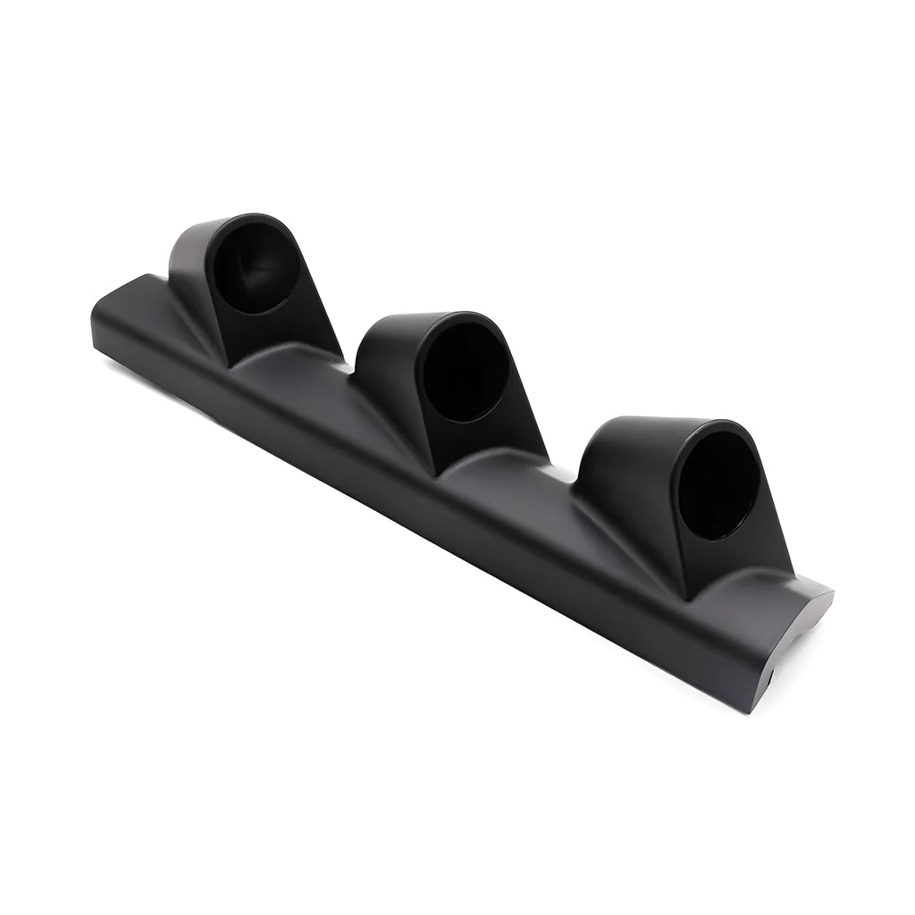 Black ABS plastic three-hole instrument stand for 52mm car gauges, right-hand drive configuration.