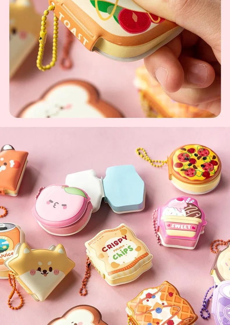 Mini bean-shaped sticky note notebooks 4-pack in various themed designs