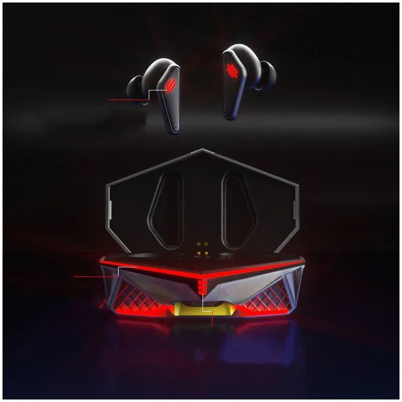K98 Black TWS50 wireless Bluetooth gaming earbuds with charging case