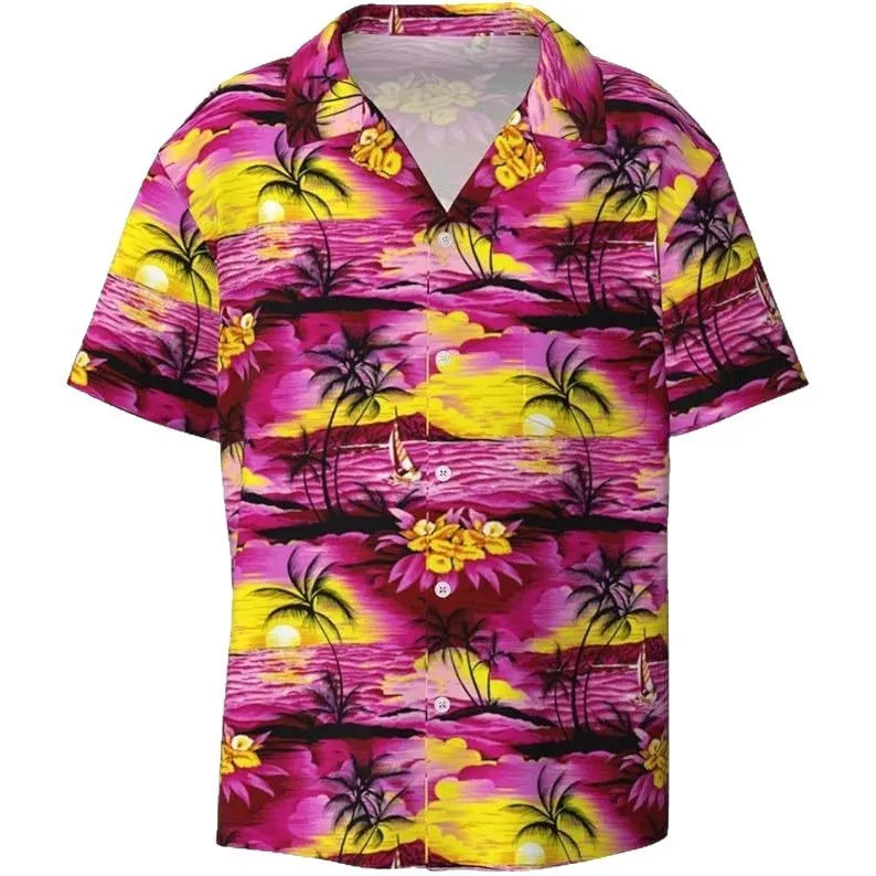 Men's camouflage pattern short sleeve casual shirt in slim fit design
