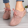 Women's summer lace-up slippers with suede upper and hollow-out wedges design in multiple colour options