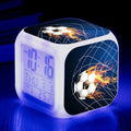 Square football pattern alarm clock with silent function for children