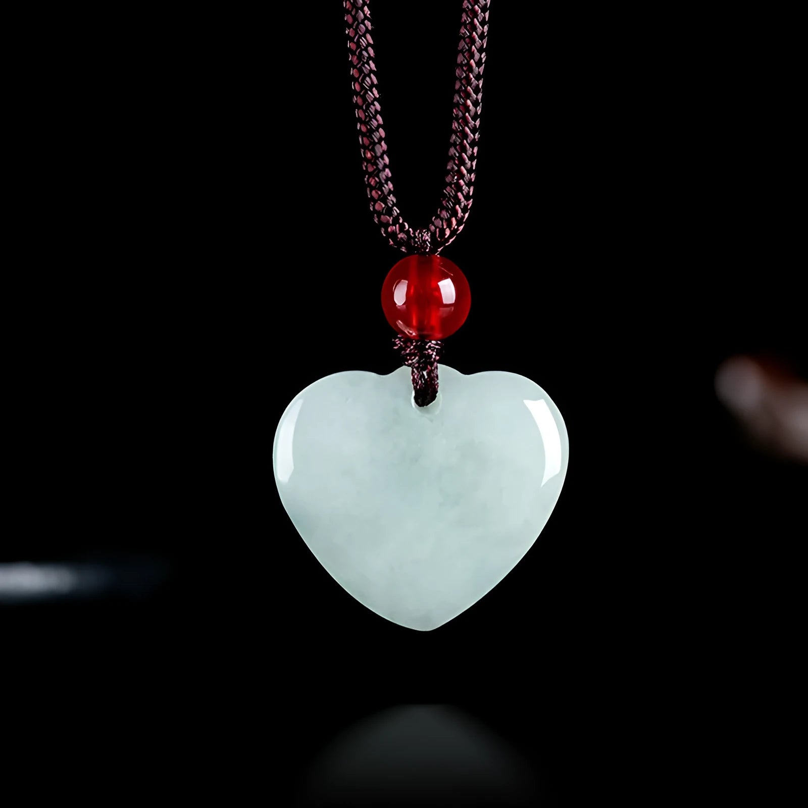 Jade Little Love carved pendant necklace with lanyard and certificate green stone unisex ethnic style