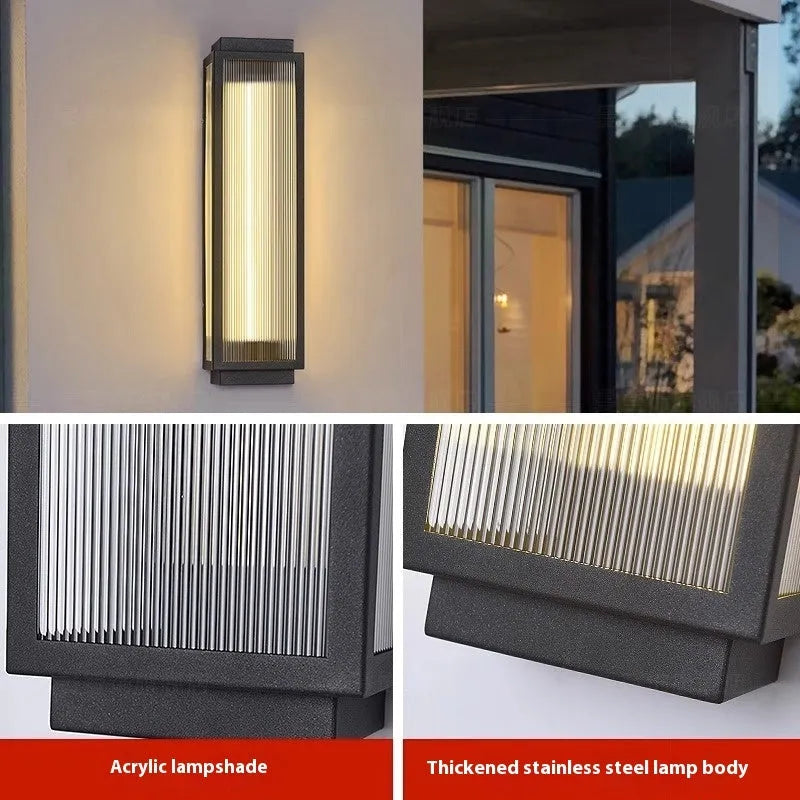 Stainless steel waterproof outdoor wall lamp for garden and courtyard lighting