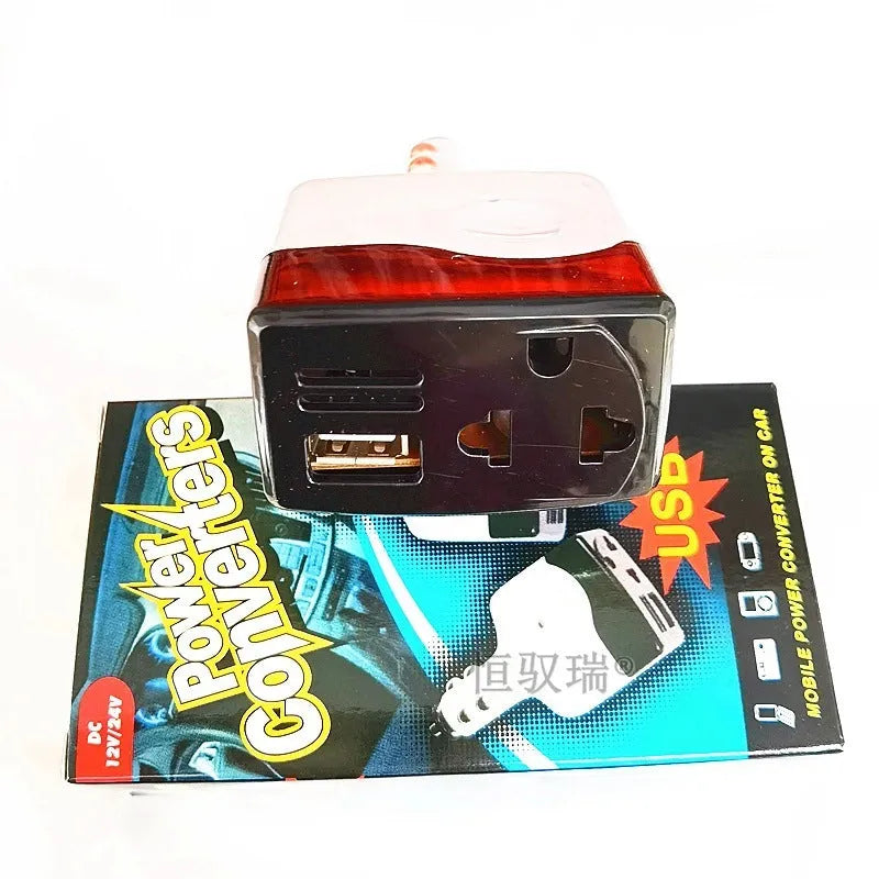 Car cigarette lighter power adapter with USB port for mobile phone charging