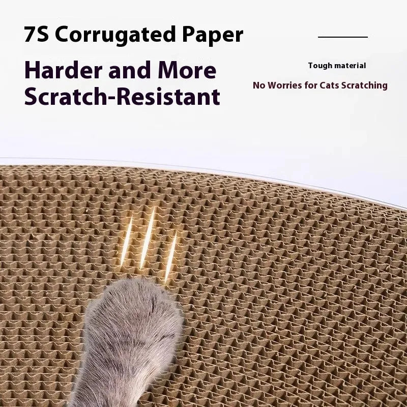 White transparent cat scratch board and nest tunnel toy made from PVC and corrugated board