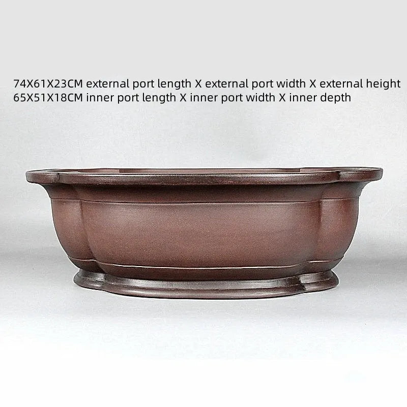 Handmade antique crabapple shaped purple clay flowerpot, large Chinese style planter