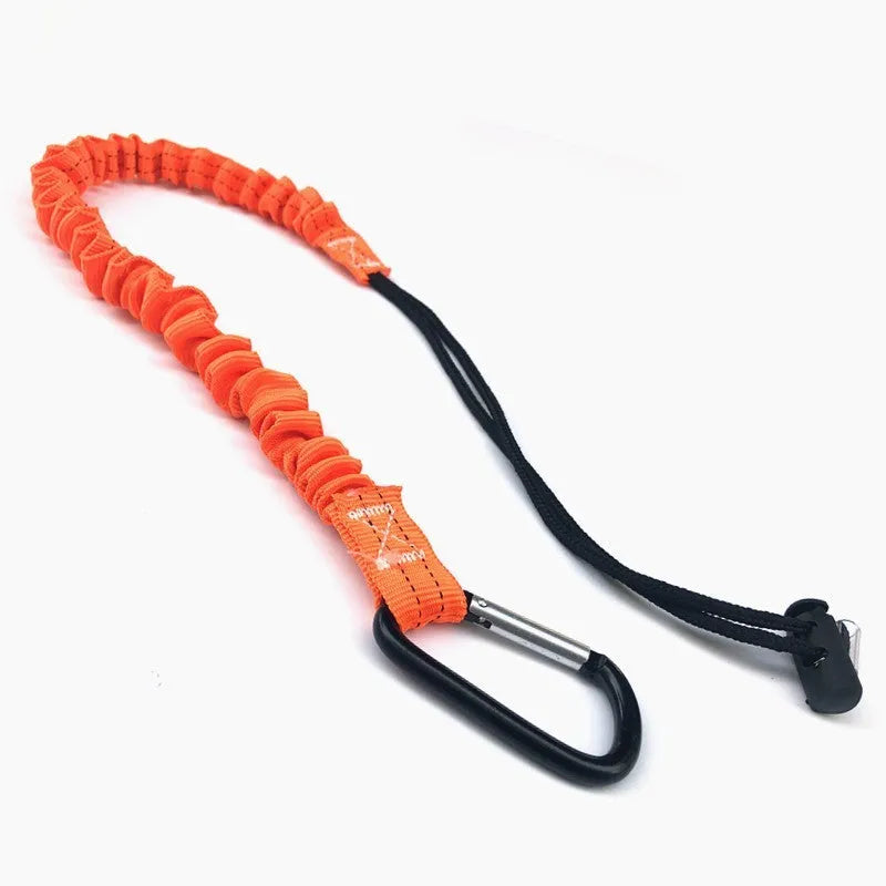 Orange fishing rod safety rope showing 90cm length and connector ends