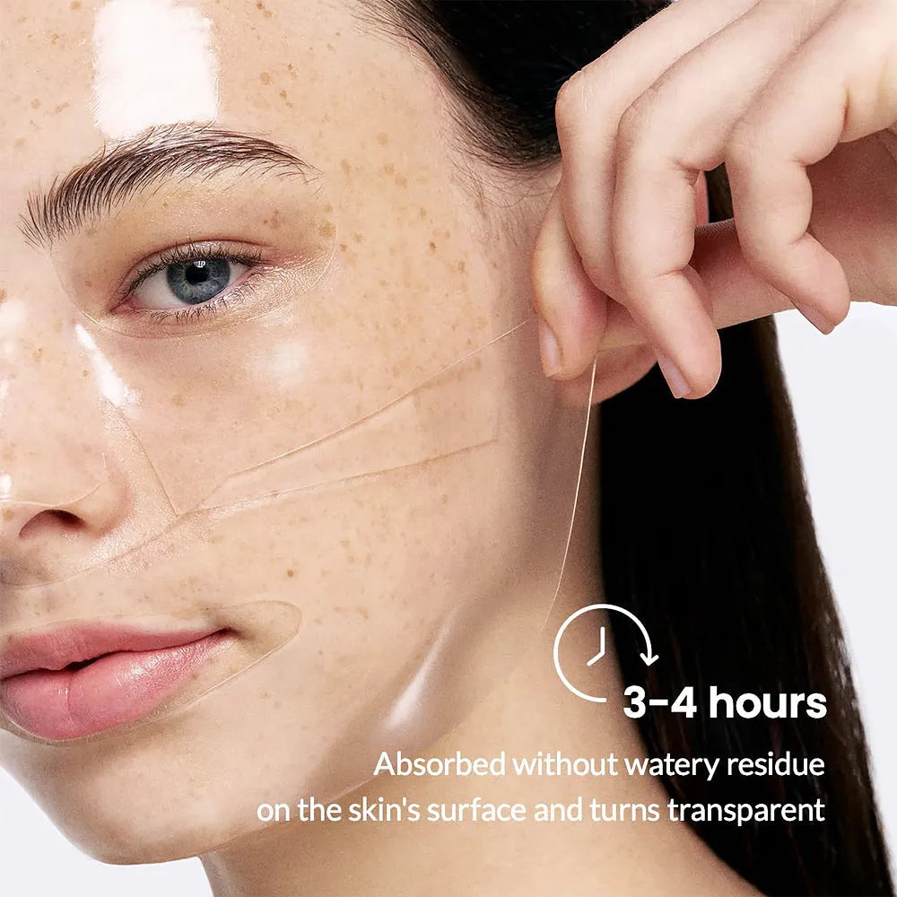 KOEC Collagen Mask set with transparent BIO-COLLAGEN gel masks and peptide essence in 30ml bottle