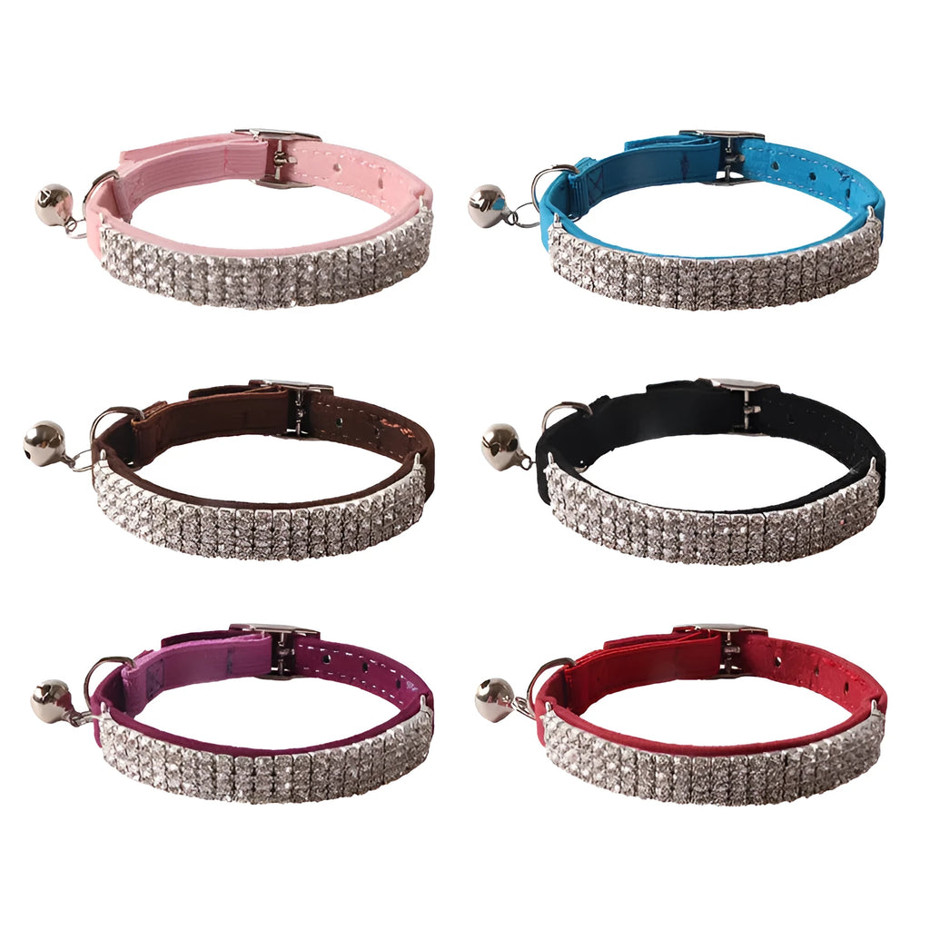 Flocked nylon cat collar with elastic buckle in assorted colours