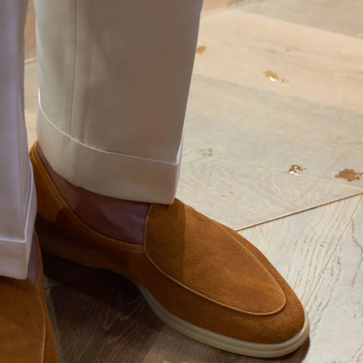 Men's handmade loafers in genuine cowhide leather available in black white brown dark brown beige