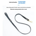 Black PU leather dog lead with metal clip shown at 2 metre length