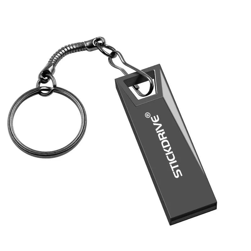 Metal car design USB drive with necklace chain in black finish