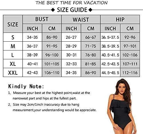 Black one-piece swimsuit with ruffled straps and side cut-out details