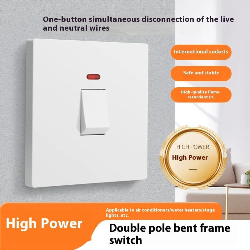 Water heater air conditioner high current switch with light panel indicator in gold finish