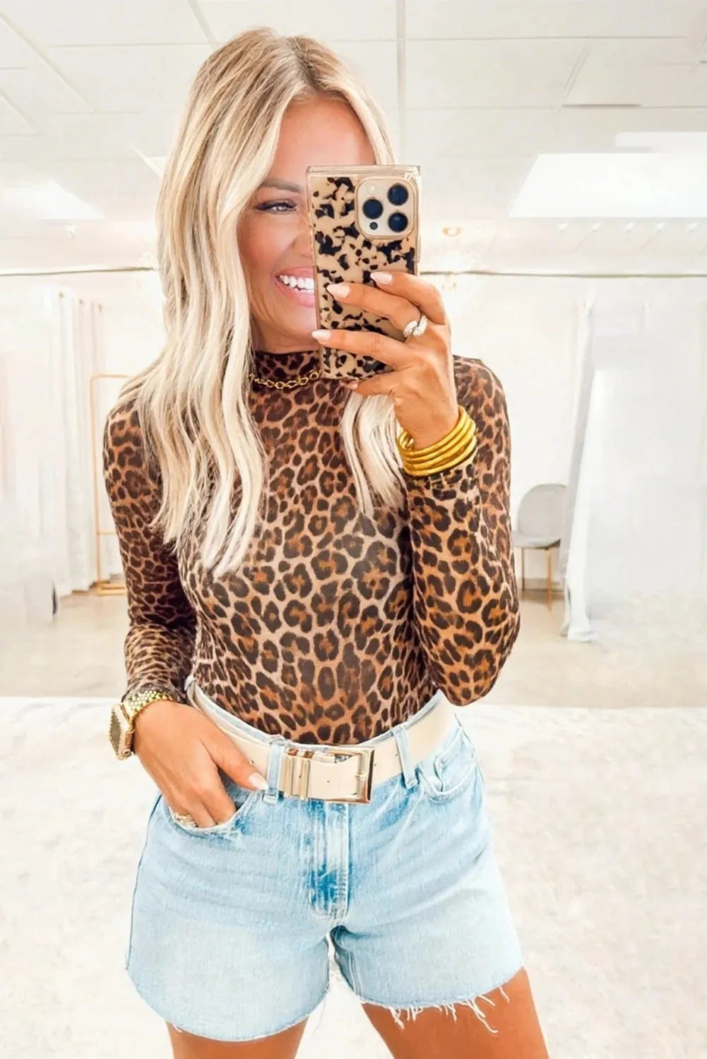 Women's brown high collar mesh long sleeve slim fit pullover for street fashion