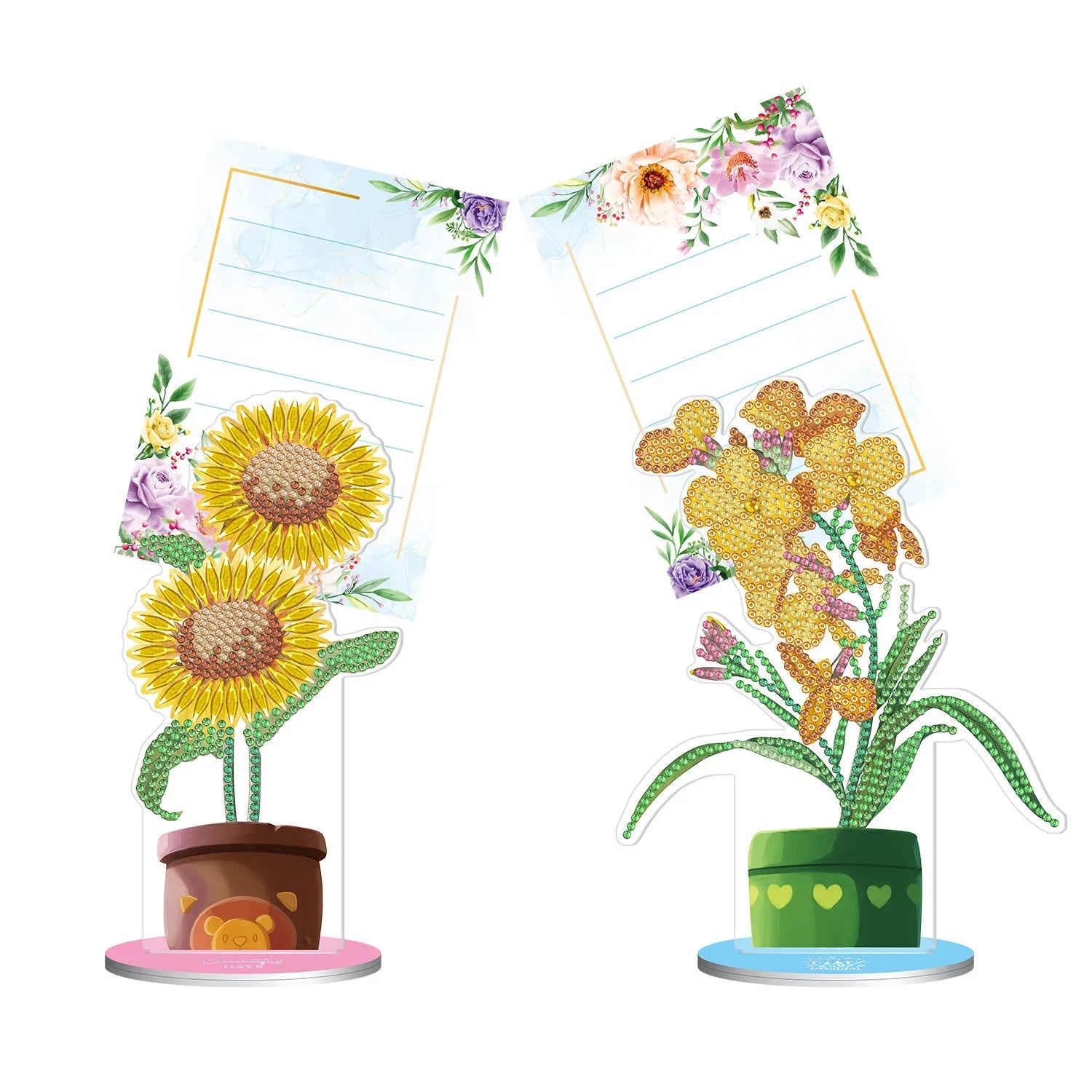 American style diamond painting decorative note clip with frameless handmade construction on desktop