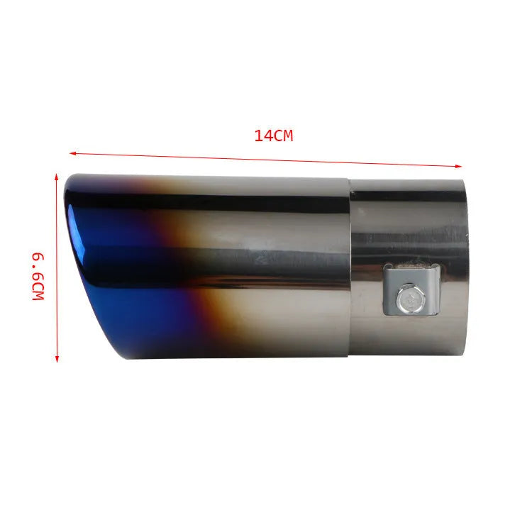Stainless steel car exhaust tail pipe in baked blue or silver finish with 140mm length