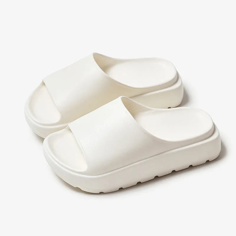 Women's fish mouth beach slippers with thick 5.5cm EVA soles in beige colour
