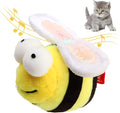 Yellow bee-shaped electronic cat toy with motion-activated squeaking functionality