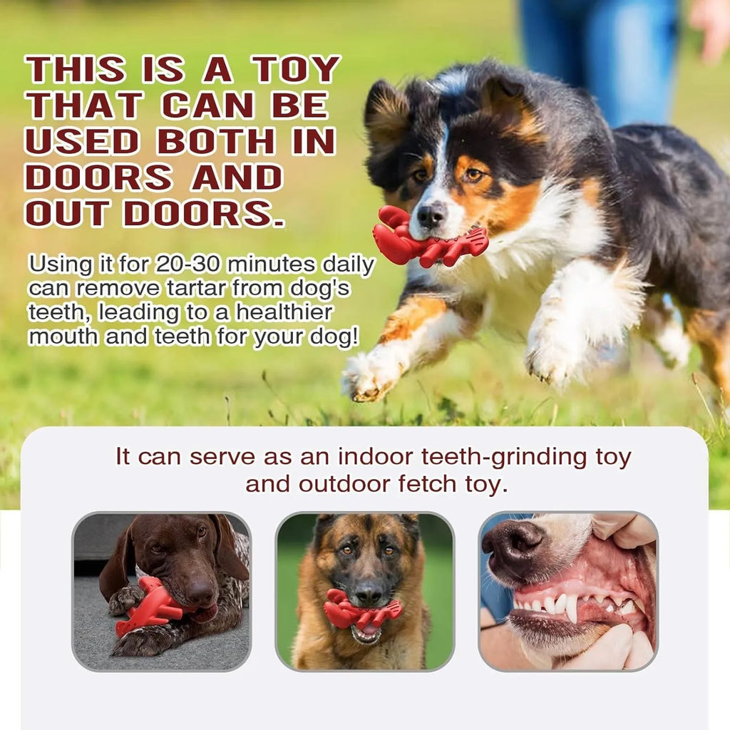 Red hard-wearing dog chew bone for aggressive chewers and large breed dogs