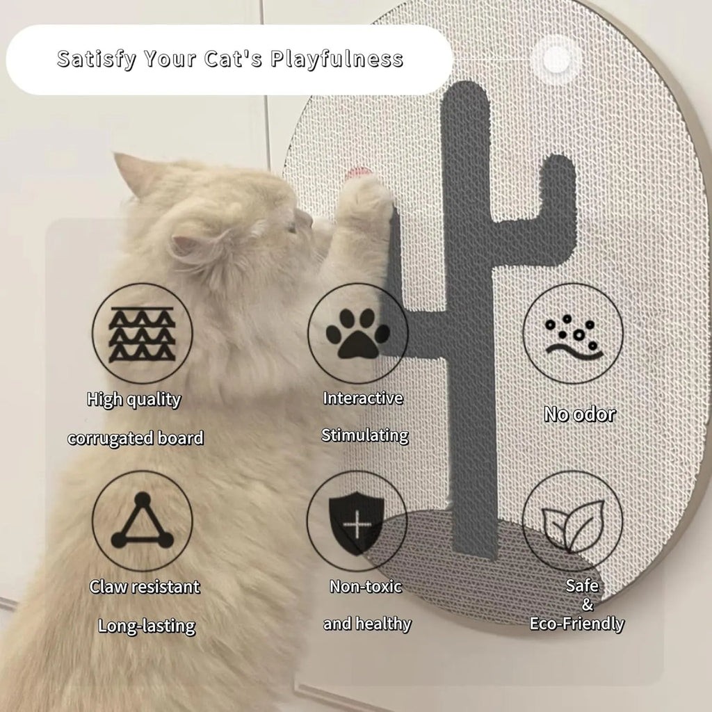 Wall-mounted vertical cat scratch pad in corrugated cardboard with catnip