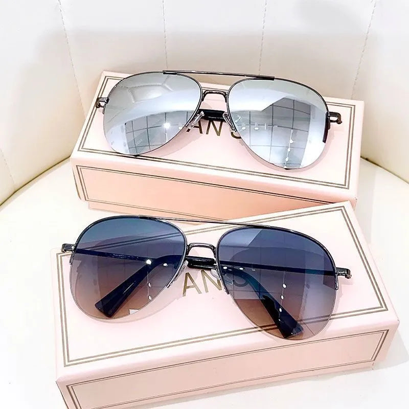 Metal frame aviator driving sunglasses with large lenses available in multiple colour combinations