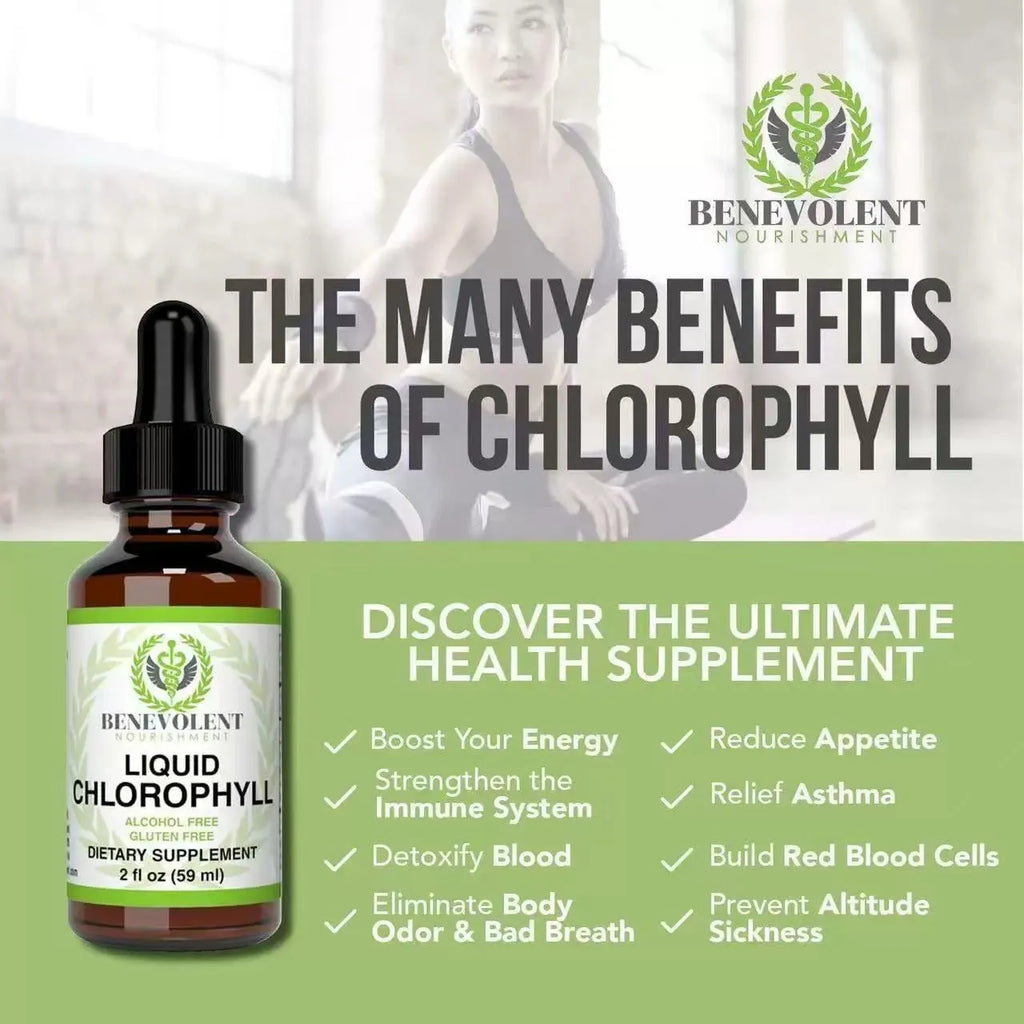 60ml bottle of liquid chlorophyll drops with dropper for body odour and intestinal care