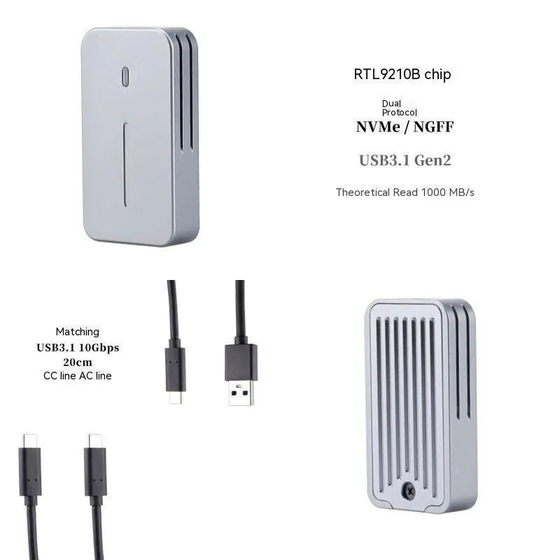 Aluminium alloy external NVME SSD enclosure with 10Gbps USB speed