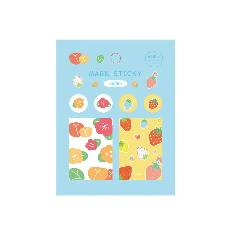 Pack of clear PVC index stickers in various colours, showing 15mm by 50mm size for study notes.