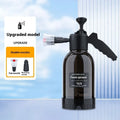 Black 2-litre hand-held foam watering can sprayer with pump handle and two nozzles