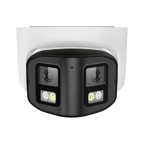 4MP dual-lens IP66 waterproof outdoor CCTV security camera with panoramic coverage