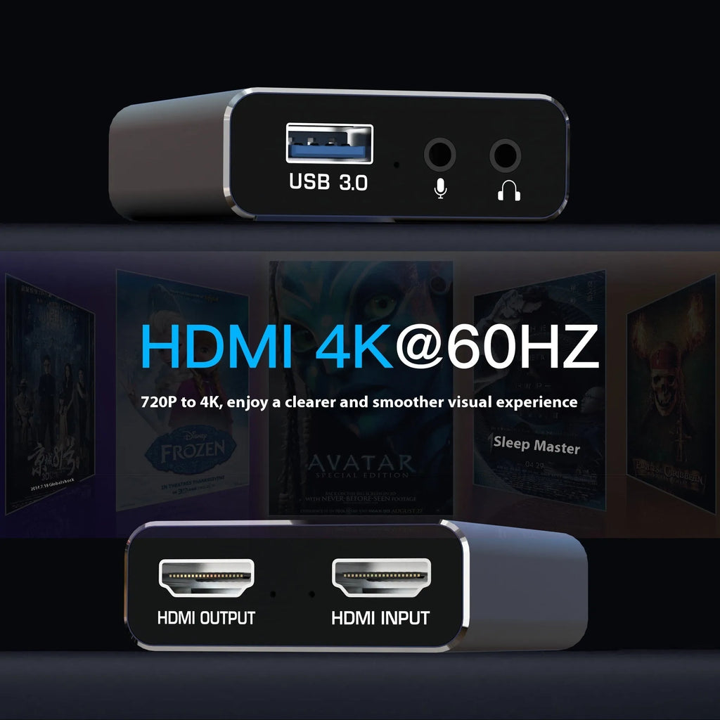 Black MS2131 4K set-top box with USB audio recording and 1080p output