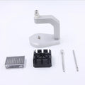 Silver tool steel multi-purpose press strap removal tool with 0.50-1.60mm blade on a workshop surface.