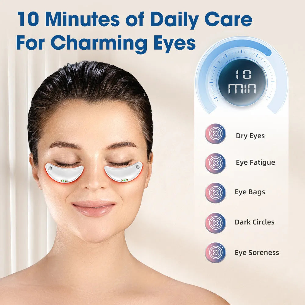 White red light eye massager with EMS technology for facial and eye treatment
