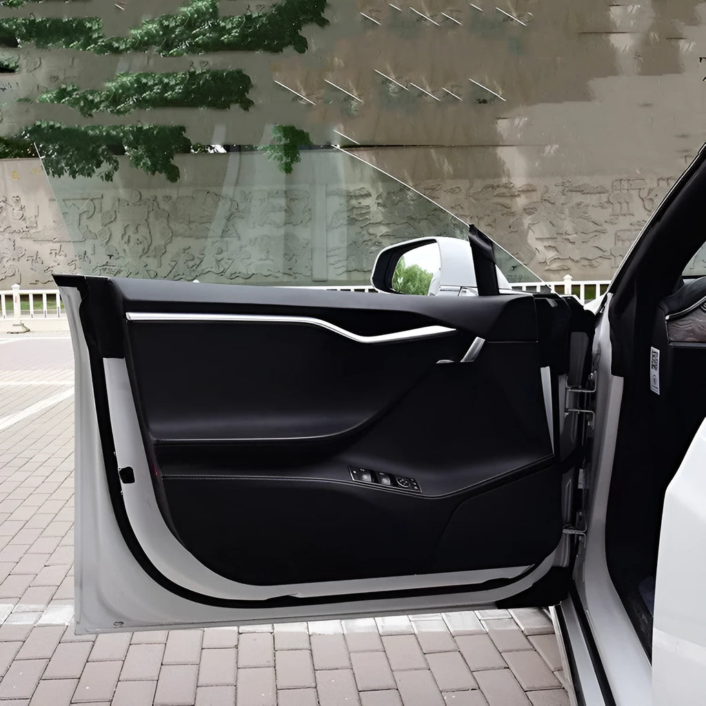 Tesla Model S door protective film set with carbon fibre pattern for anti-scratch protection