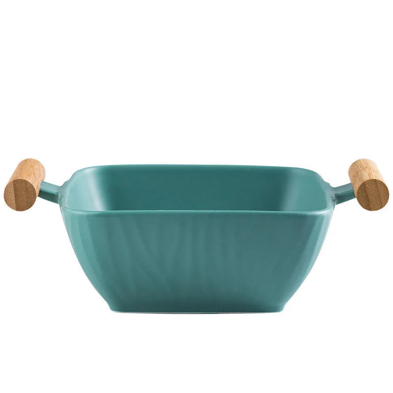Creative irregular shaped porcelain bowl with lid in modern style, shown in available colours.